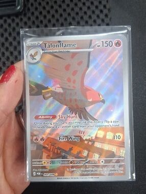 Pokemon Talonflame Holographic Trading Card - Red, Orange, Brown, Blue